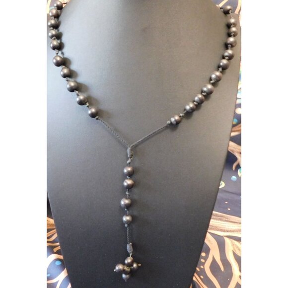 Jewelry - Handmade Gothic Black Beaded Rosary Necklace